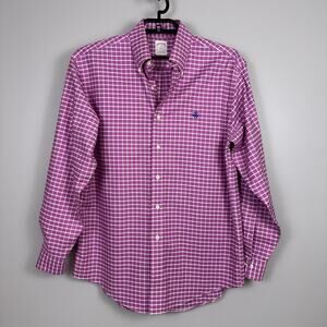 Brooks Brothers 346 Size Medium Original Polo Shirt Orchid Check Supima Cotton